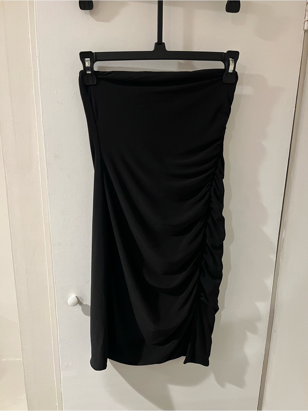Black Strapless Mini Dress with Slit